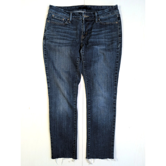 Levi's Mid Rise Skinny Jeans Women’s Sz 10 Blue Stretch Raw Hem 27.5” Inseam - Picture 3 of 13